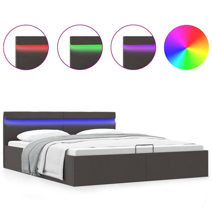 Giroletto con Contenitore e LED Grigio Scuro Tessuto 100x200 cm | homemem39