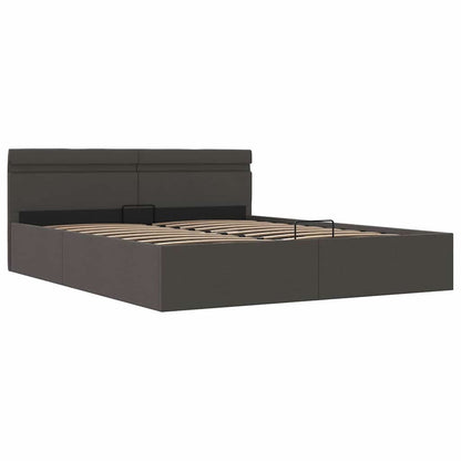 Giroletto con Contenitore e LED Grigio Scuro Tessuto 100x200 cm | homemem39