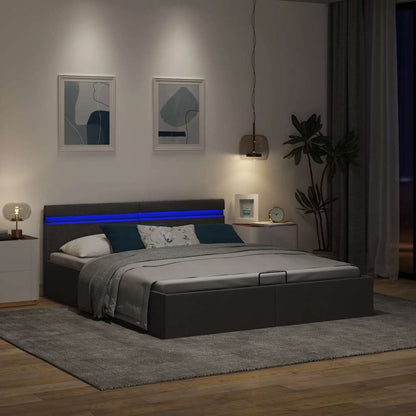 Giroletto con Contenitore e LED Grigio Scuro Tessuto 100x200 cm | homemem39