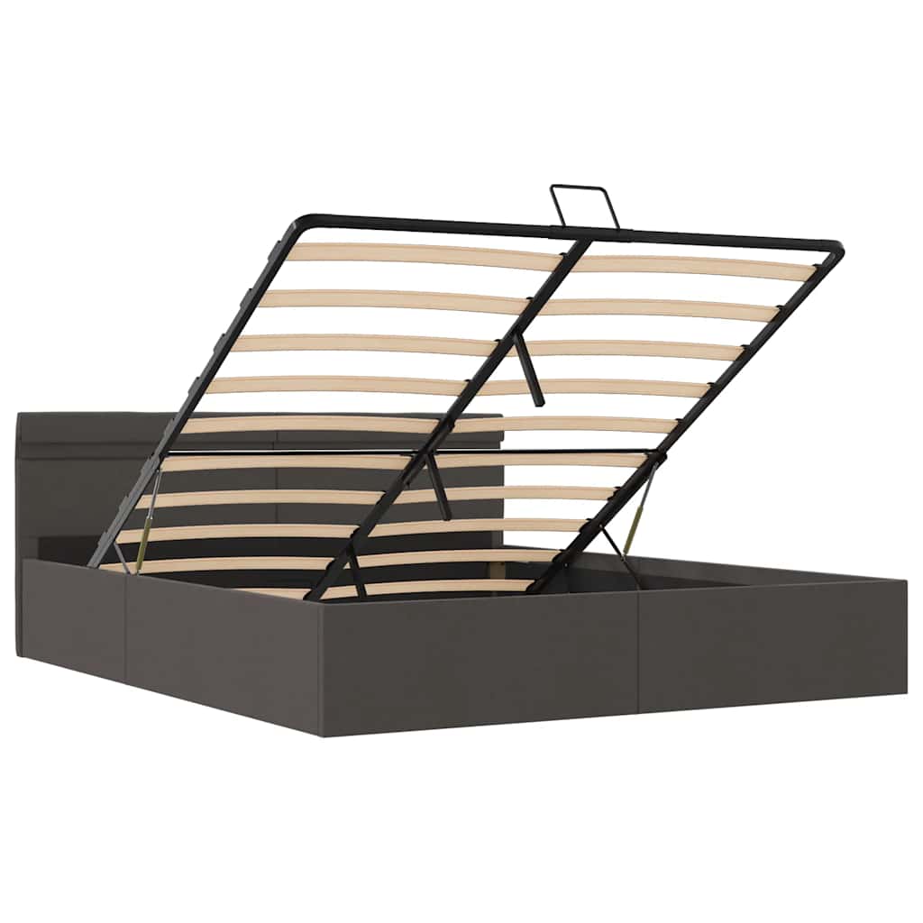 Giroletto con Contenitore e LED Grigio Scuro Tessuto 100x200 cm | homemem39