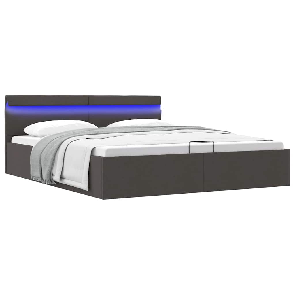 Giroletto con Contenitore e LED Grigio Scuro Tessuto 100x200 cm | homemem39