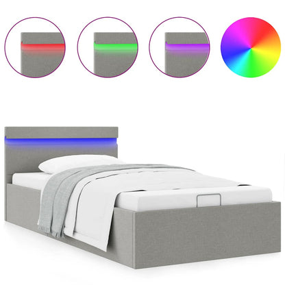 Giroletto con Contenitore e LED Grigio Chiaro Tessuto 90x200 cm | homemem39