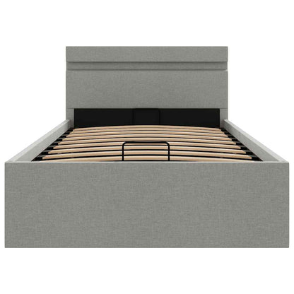 Giroletto con Contenitore e LED Grigio Chiaro Tessuto 90x200 cm | homemem39