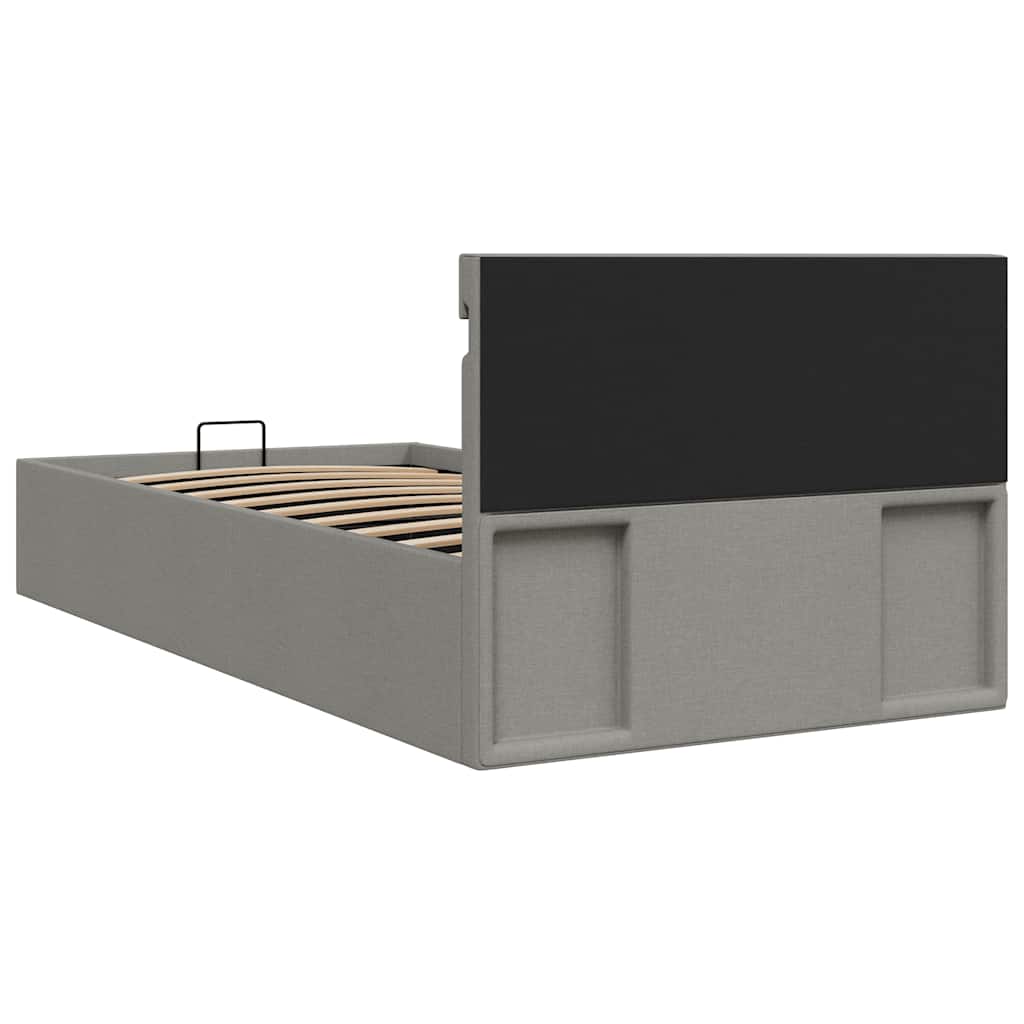 Giroletto con Contenitore e LED Grigio Chiaro Tessuto 90x200 cm | homemem39