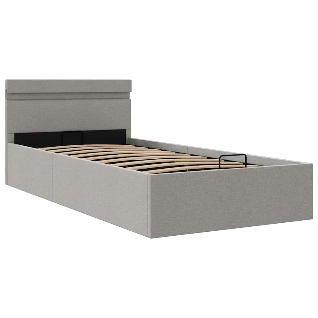 Giroletto con Contenitore e LED Grigio Chiaro Tessuto 100x200cm | homemem39