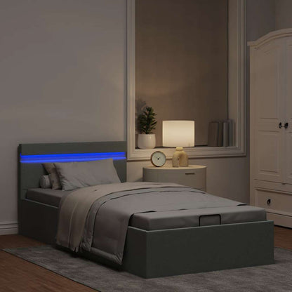 Giroletto con Contenitore e LED Grigio Chiaro Tessuto 100x200cm | homemem39