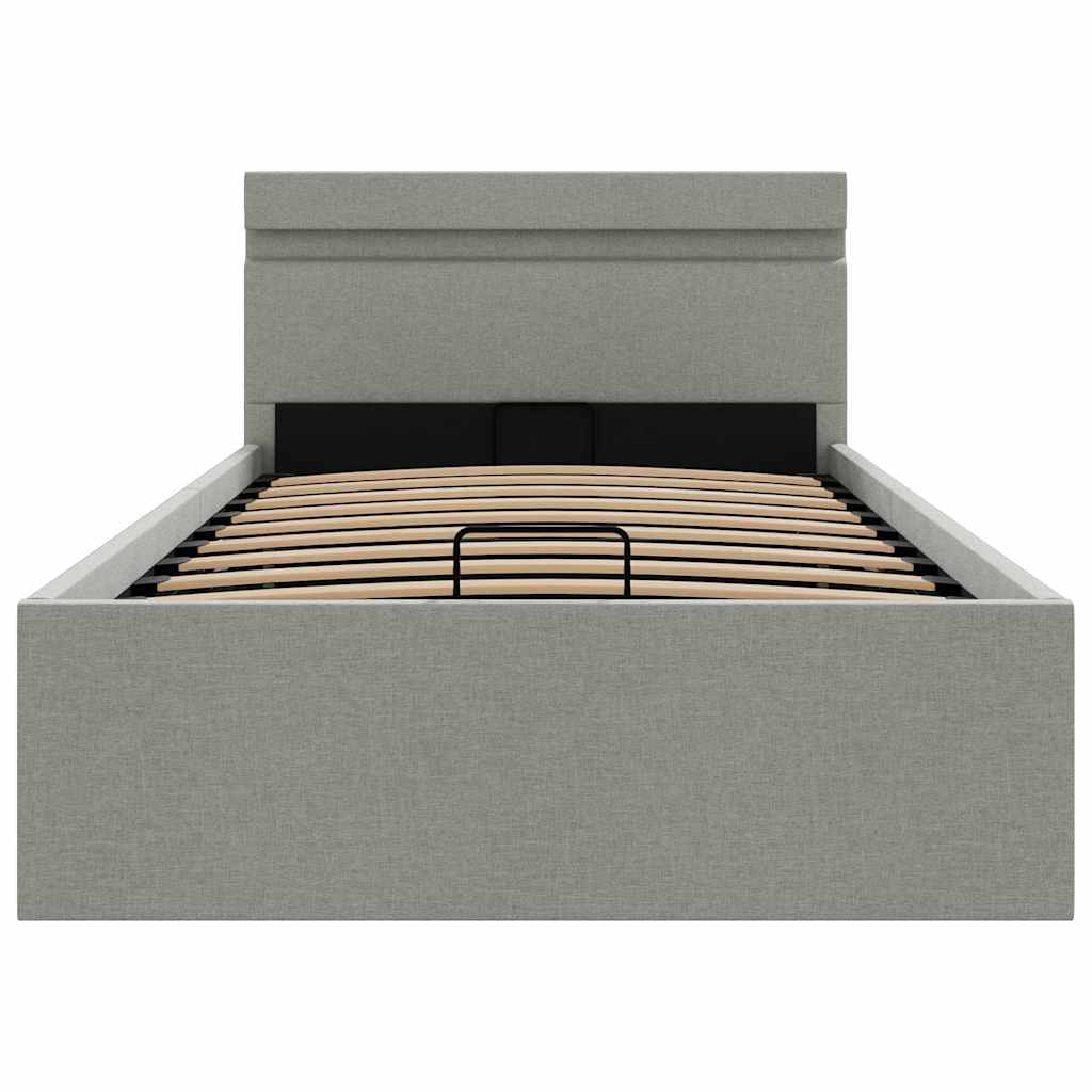Giroletto con Contenitore e LED Grigio Chiaro Tessuto 100x200cm | homemem39