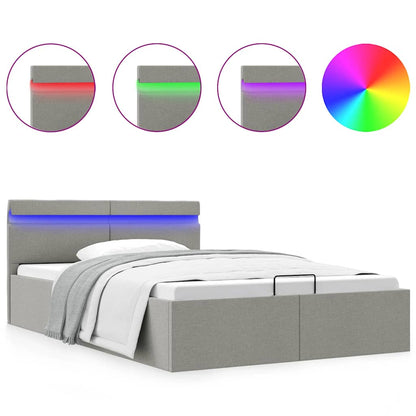 Giroletto con Contenitore e LED Grigio Chiaro Tessuto 120x200cm | homemem39