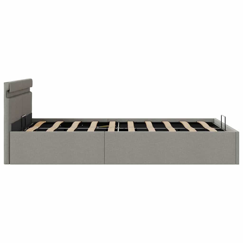 Giroletto con Contenitore e LED Grigio Chiaro Tessuto 120x200cm | homemem39