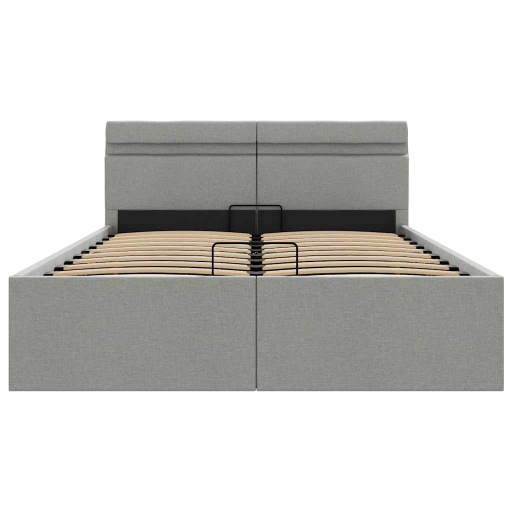 Giroletto con Contenitore e LED Grigio Chiaro Tessuto 140x200cm