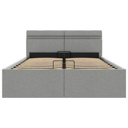 Giroletto con Contenitore e LED Grigio Chiaro Tessuto 140x200cm