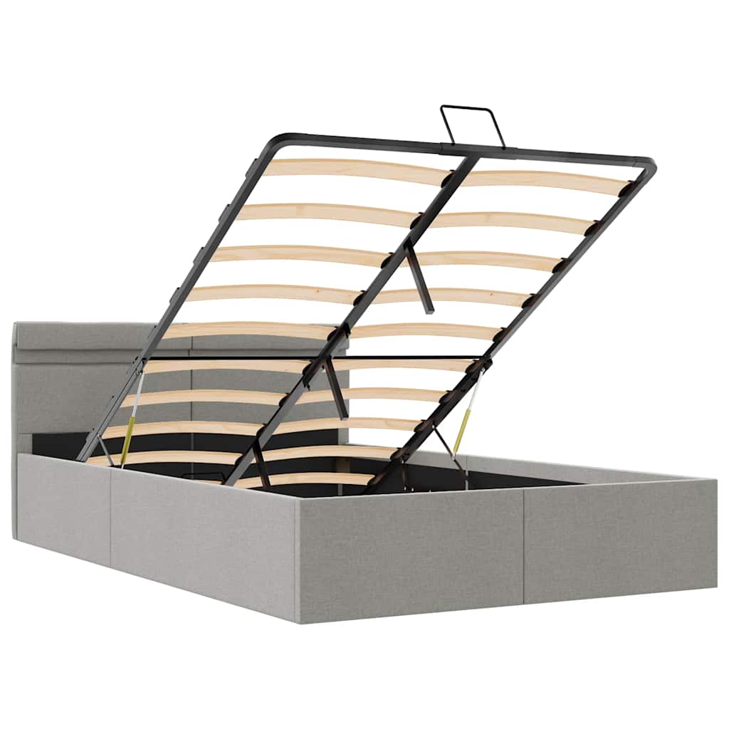 Giroletto con Contenitore e LED Grigio Chiaro Tessuto 140x200cm