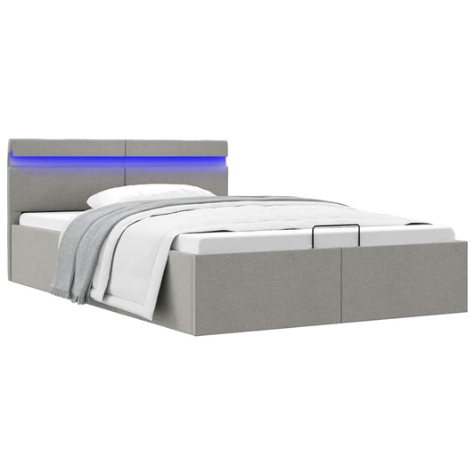 Giroletto con Contenitore e LED Grigio Chiaro Tessuto 140x200cm | homemem39