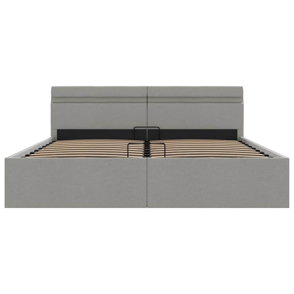 Giroletto con Contenitore e LED Grigio Chiaro Tessuto 160x200cm