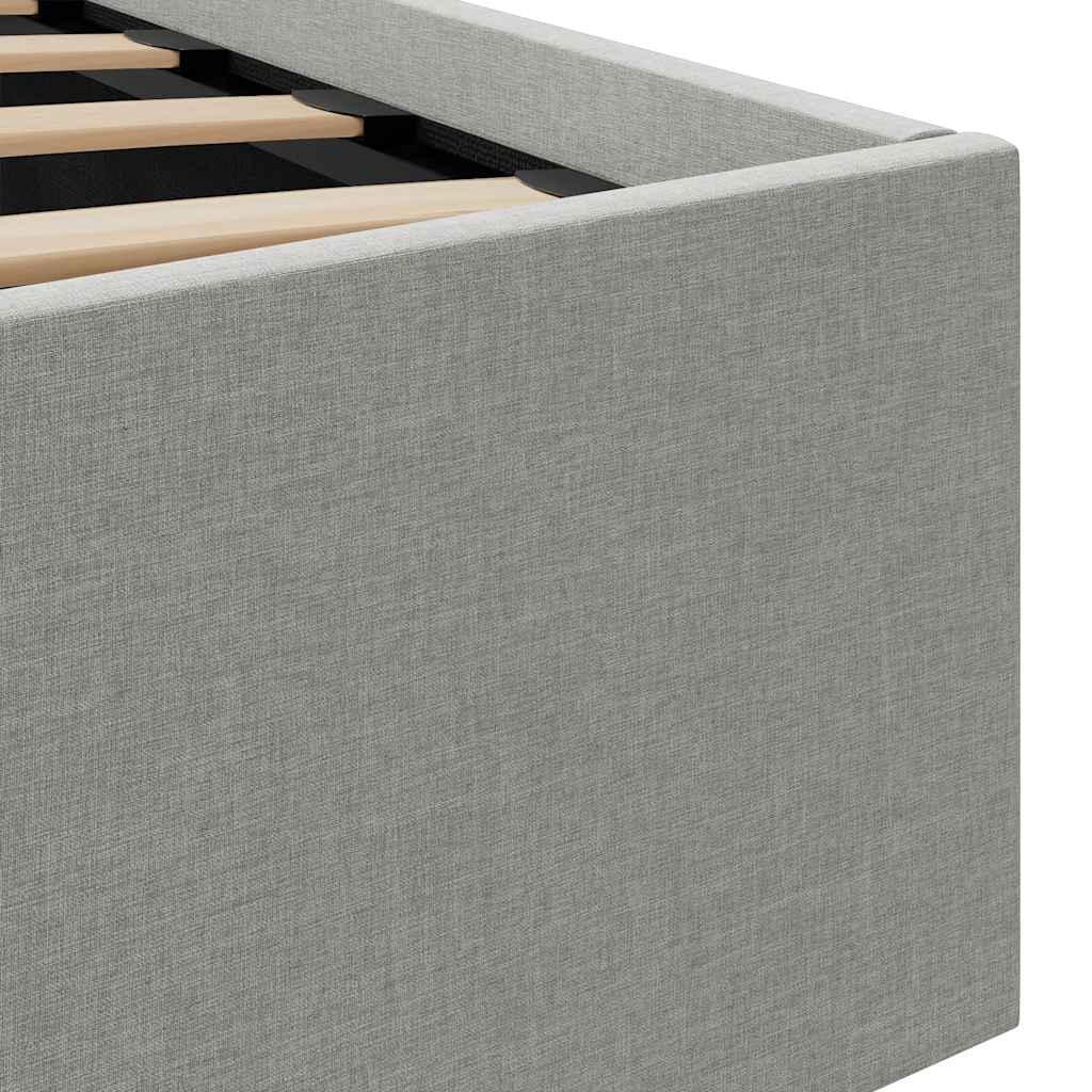 Giroletto con Contenitore e LED Grigio Chiaro Tessuto 160x200cm