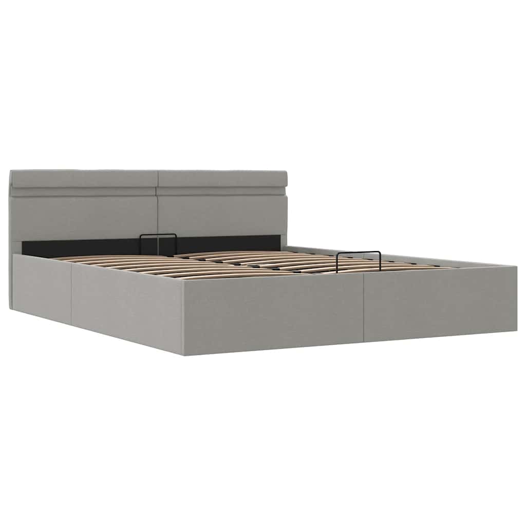 Giroletto con Contenitore e LED Grigio Chiaro Tessuto 180x200cm | homemem39