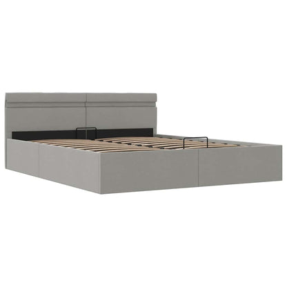 Giroletto con Contenitore e LED Grigio Chiaro Tessuto 180x200cm | homemem39