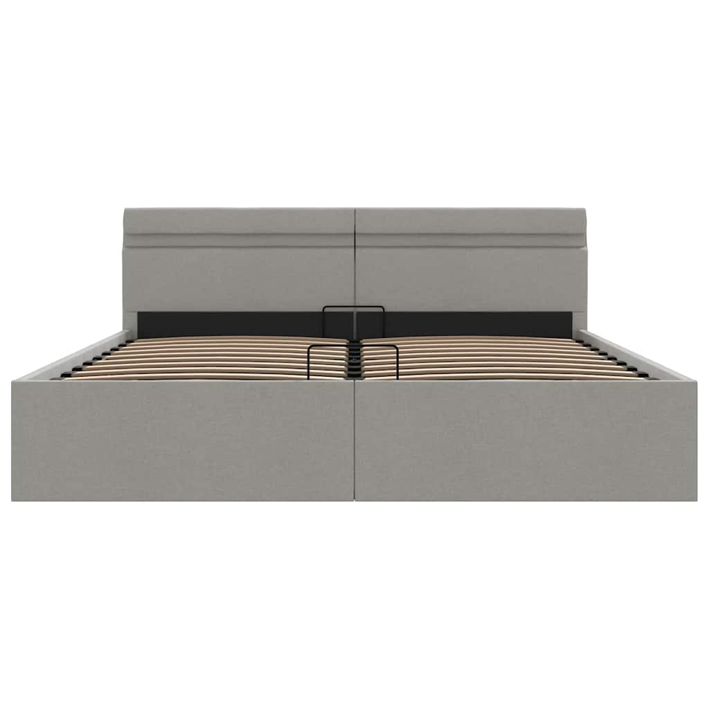Giroletto con Contenitore e LED Grigio Chiaro Tessuto 180x200cm | homemem39
