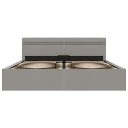 Giroletto con Contenitore e LED Grigio Chiaro Tessuto 180x200cm | homemem39