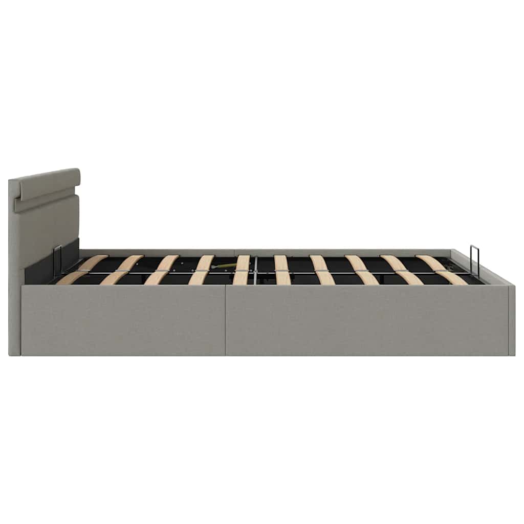 Giroletto con Contenitore e LED Grigio Chiaro Tessuto 180x200cm | homemem39