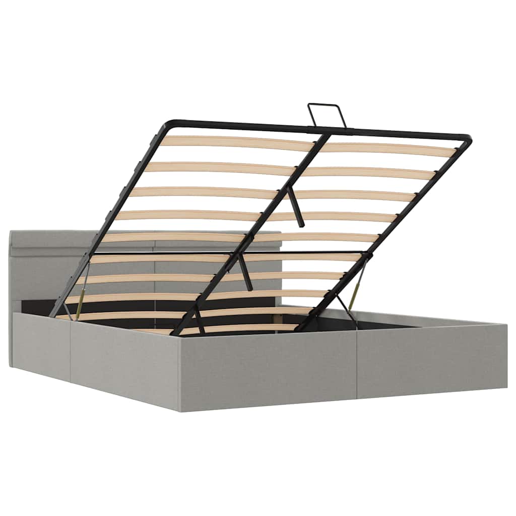 Giroletto con Contenitore e LED Grigio Chiaro Tessuto 180x200cm | homemem39