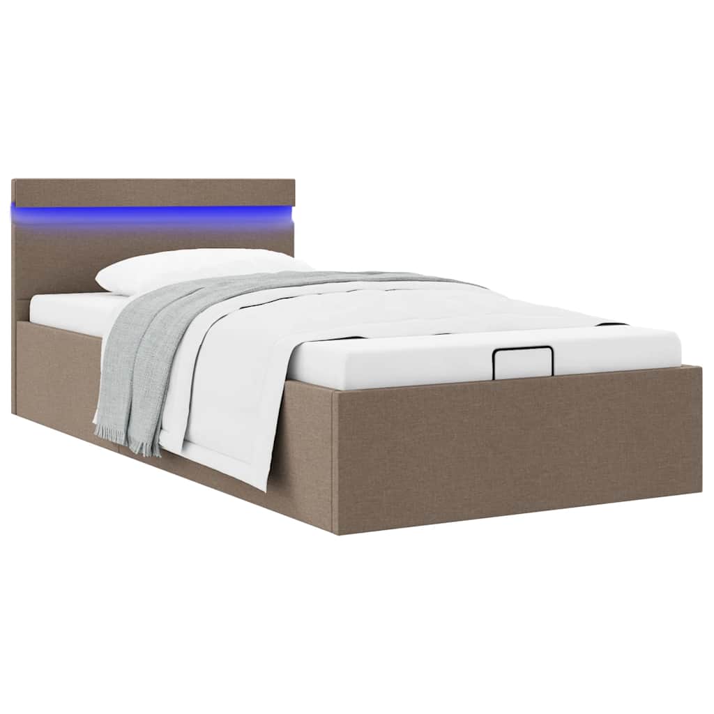 Giroletto Idraulico Contenitore e LED Tortora Tessuto 90x200 cm | homemem39