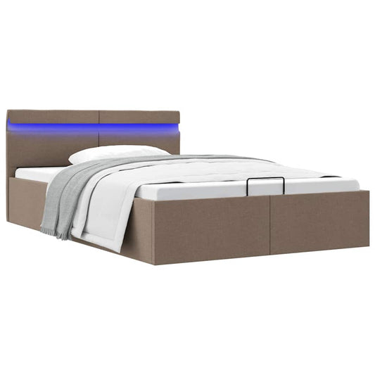 Giroletto con Contenitore e LED Tortora Tessuto 140x200 cm | homemem39