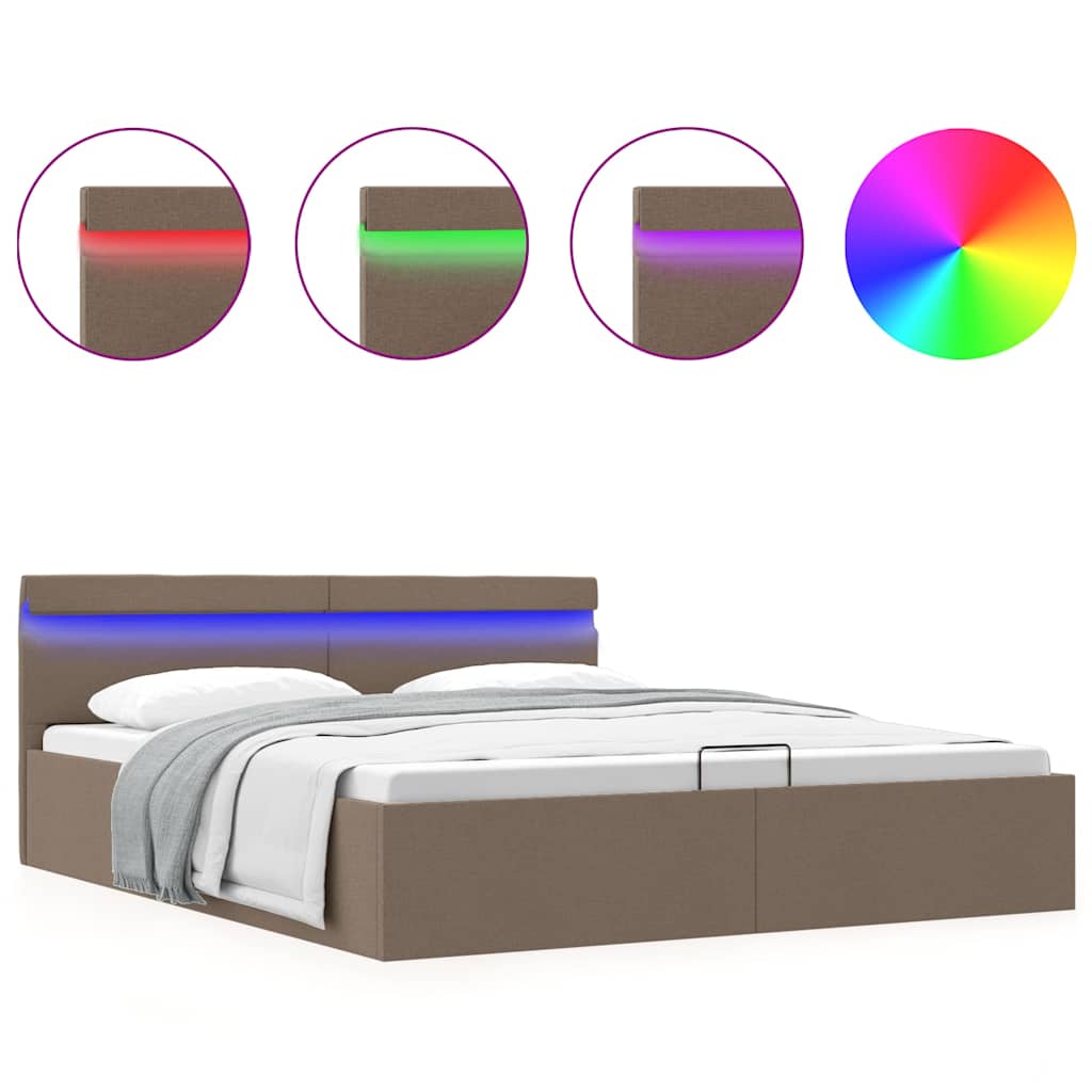 Giroletto Idraulico Contenitore LED Tortora Tessuto 160x200cm | homemem39