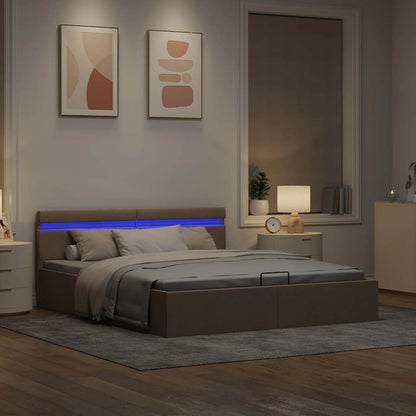 Giroletto Idraulico Contenitore LED Tortora Tessuto 160x200cm | homemem39