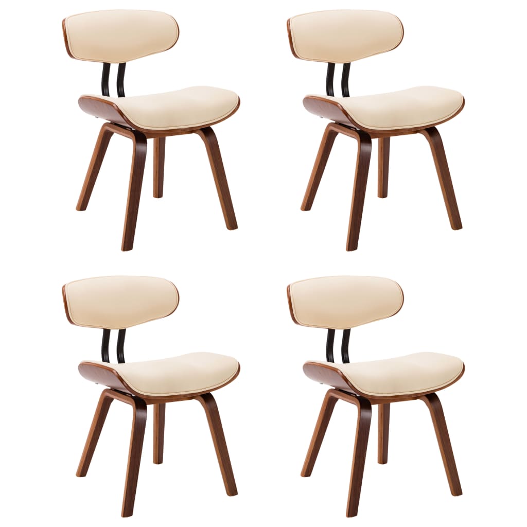 Sedie da Pranzo 4 pz Crema in Legno Piegato e Similpelle | homemem39