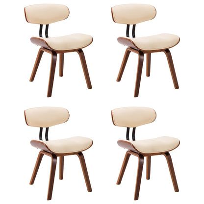Sedie da Pranzo 4 pz Crema in Legno Piegato e Similpelle | homemem39