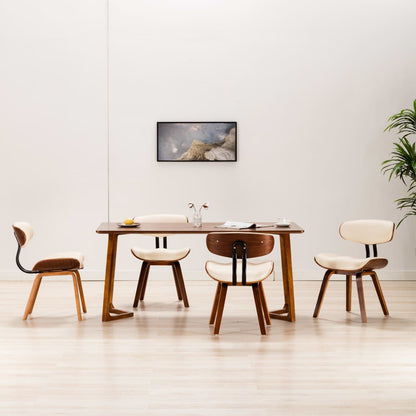 Sedie da Pranzo 4 pz Crema in Legno Piegato e Similpelle | homemem39