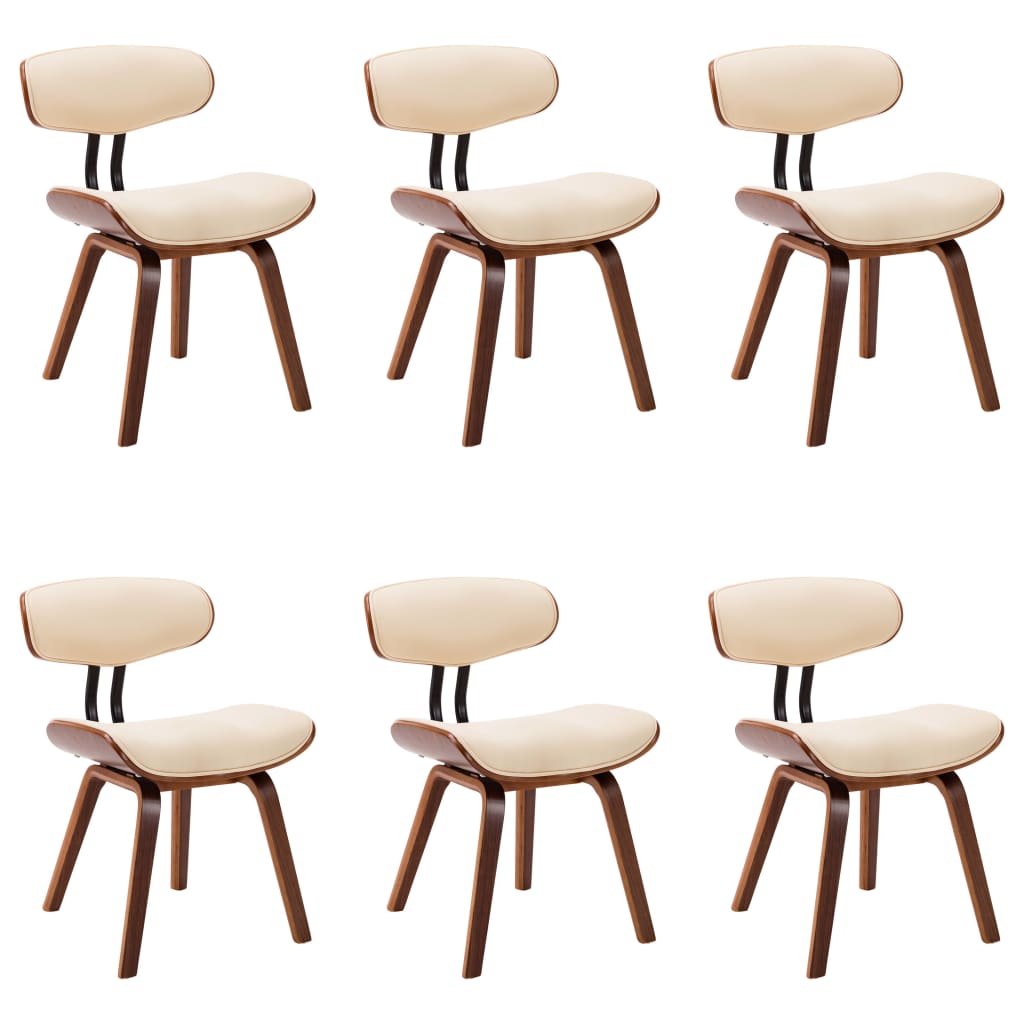 Sedie da Pranzo 6 pz Crema in Legno Piegato e Similpelle | homemem39