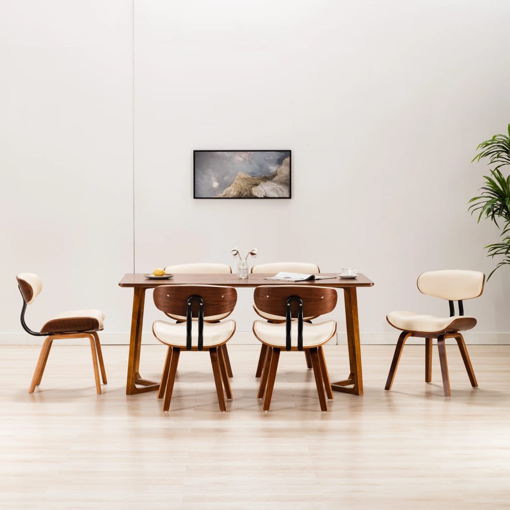 Sedie da Pranzo 6 pz Crema in Legno Piegato e Similpelle | homemem39