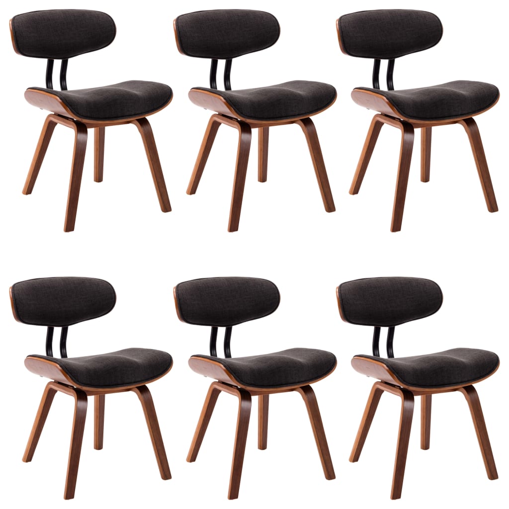 Sedie da Pranzo 6 pz Legno Curvato e Tessuto Grigio | homemem39