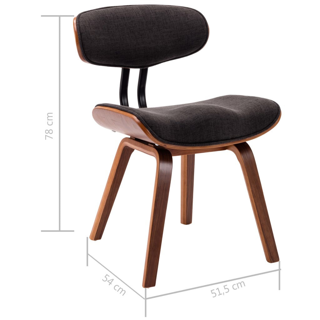 Sedie da Pranzo 6 pz Legno Curvato e Tessuto Grigio | homemem39