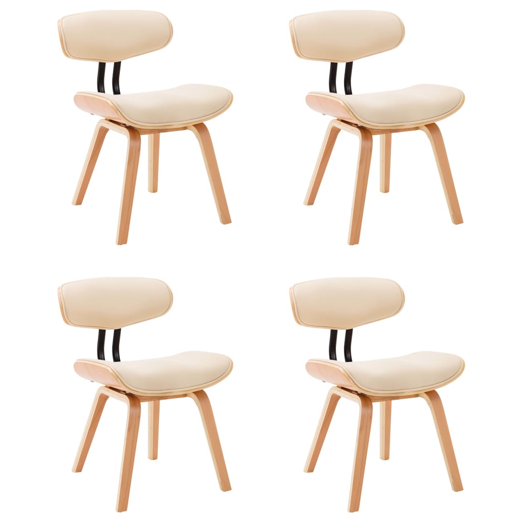 Sedie da Pranzo 4 pz Crema in Legno Piegato e Similpelle | homemem39