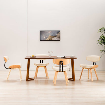 Sedie da Pranzo 4 pz Crema in Legno Piegato e Similpelle | homemem39