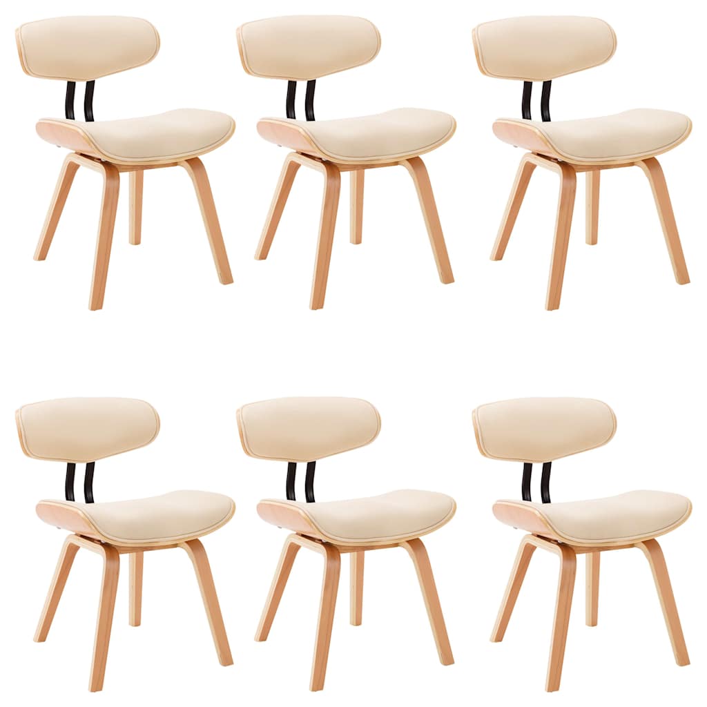 Sedie da Pranzo 6 pz Crema in Legno Piegato e Similpelle | homemem39
