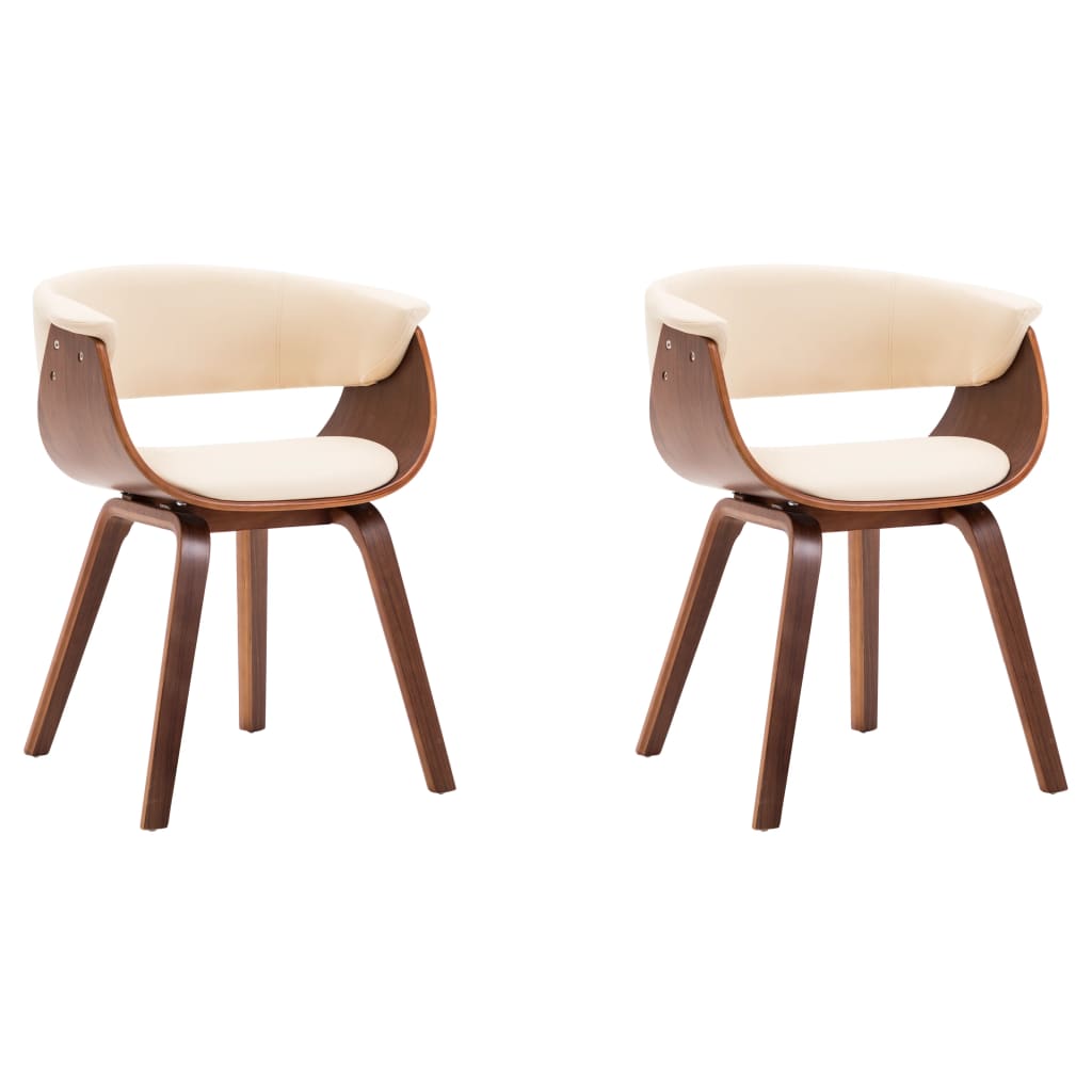 Sedie da Pranzo 2 pz in Legno Curvato e Similpelle Crema | homemem39