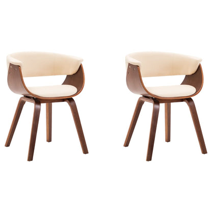 Sedie da Pranzo 2 pz in Legno Curvato e Similpelle Crema | homemem39