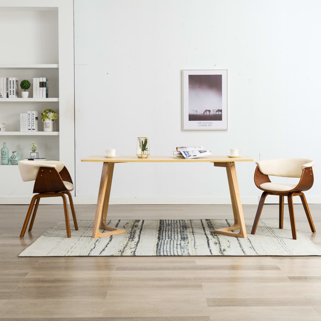 Sedie da Pranzo 2 pz in Legno Curvato e Similpelle Crema | homemem39