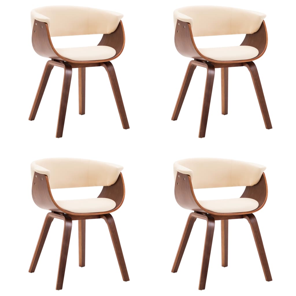 Sedie da Pranzo 4 pz in Legno Curvato e Similpelle Crema | homemem39
