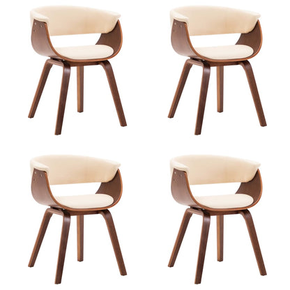 Sedie da Pranzo 4 pz in Legno Curvato e Similpelle Crema | homemem39
