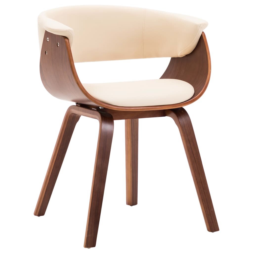 Sedie da Pranzo 4 pz in Legno Curvato e Similpelle Crema | homemem39