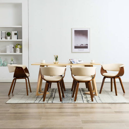 Sedie da Pranzo 6 pz Crema in Legno Piegato e Similpelle | homemem39