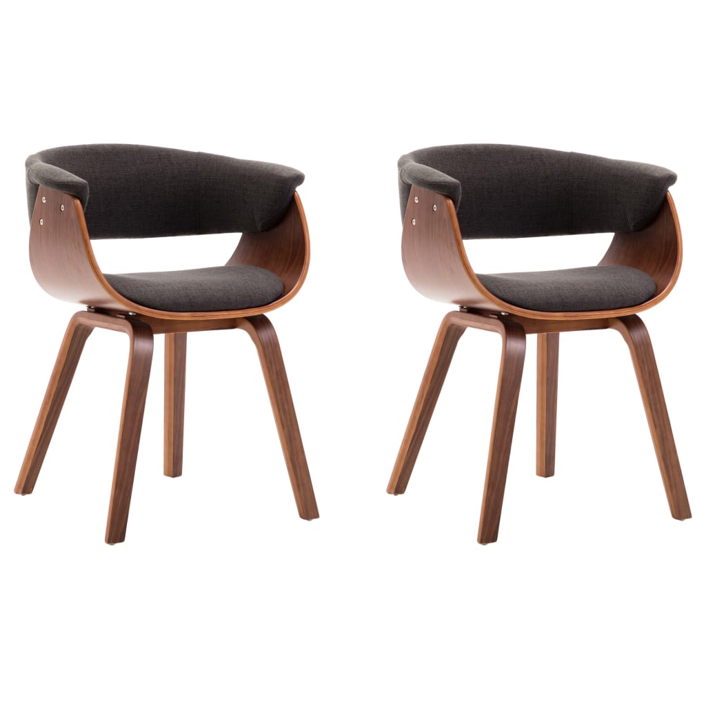 Sedie da Pranzo 2 pz Legno Curvato e Tessuto Grigio | homemem39