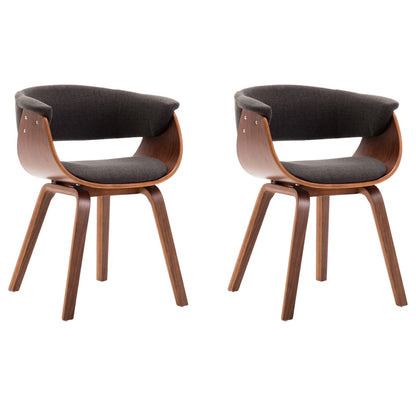 Sedie da Pranzo 2 pz Legno Curvato e Tessuto Grigio | homemem39