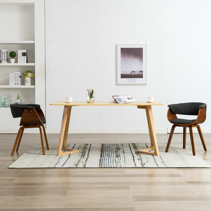 Sedie da Pranzo 2 pz Legno Curvato e Tessuto Grigio | homemem39