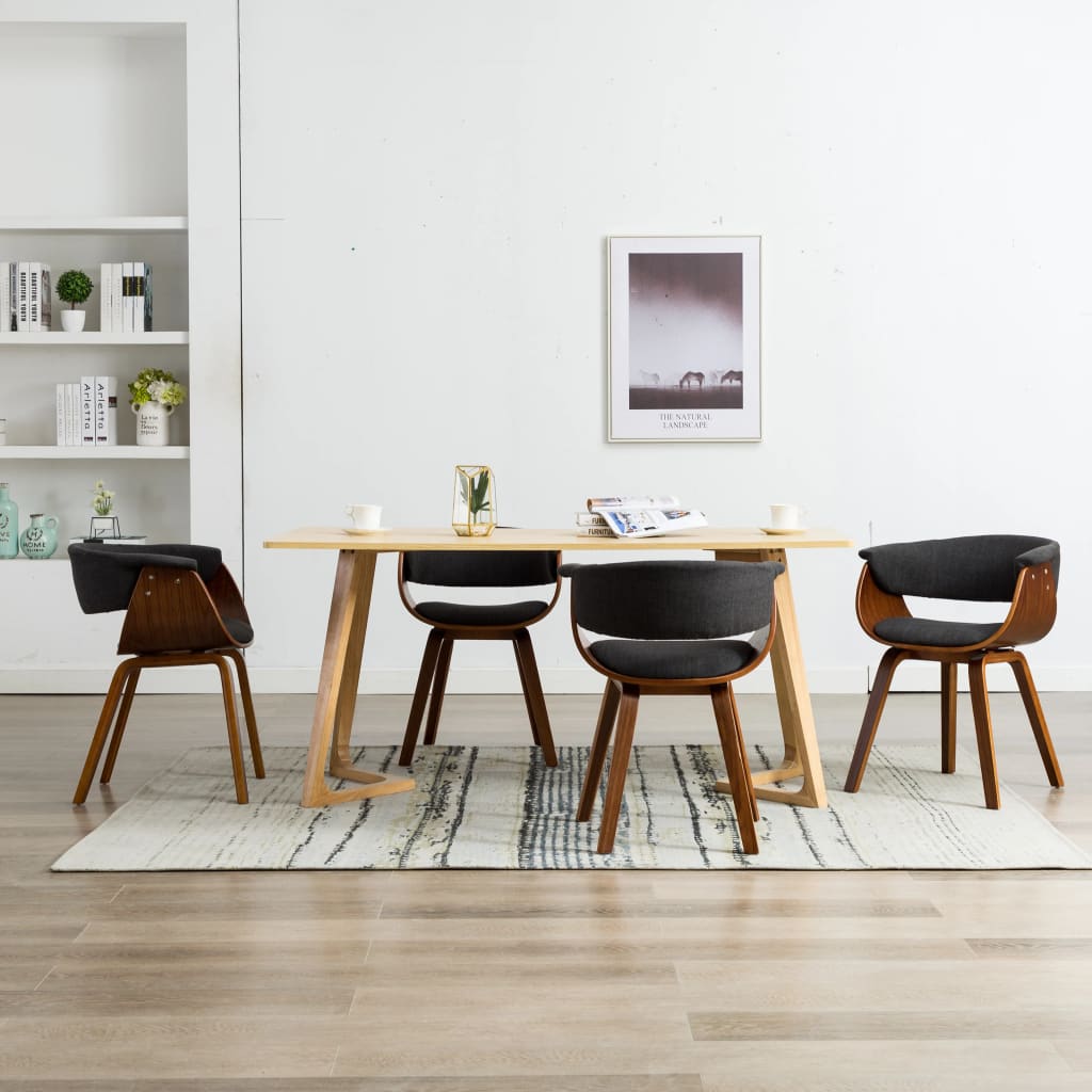 Sedie da Pranzo 4 pz Grigie in Legno Piegato e Tessuto | homemem39
